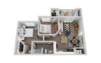 2 Bed 1 Bath 1021 floor plan